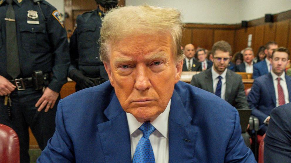 PHOTO: Republican presidential candidate and former President Donald Trump attends trial at Manhattan Criminal Court May 20, 2024, New York City.