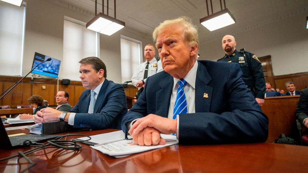 PHOTO: Former President Donald Trump and attorney Todd Blanche attend his trial for allegedly covering up hush money payments at Manhattan Criminal Court on May 13, 2024 in New York City.