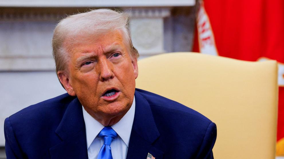 PHOTO: President Donald Trump meets with French President Emmanuel Macron (not pictured), at the White House in Washington, D.C., Feb. 24, 2025.