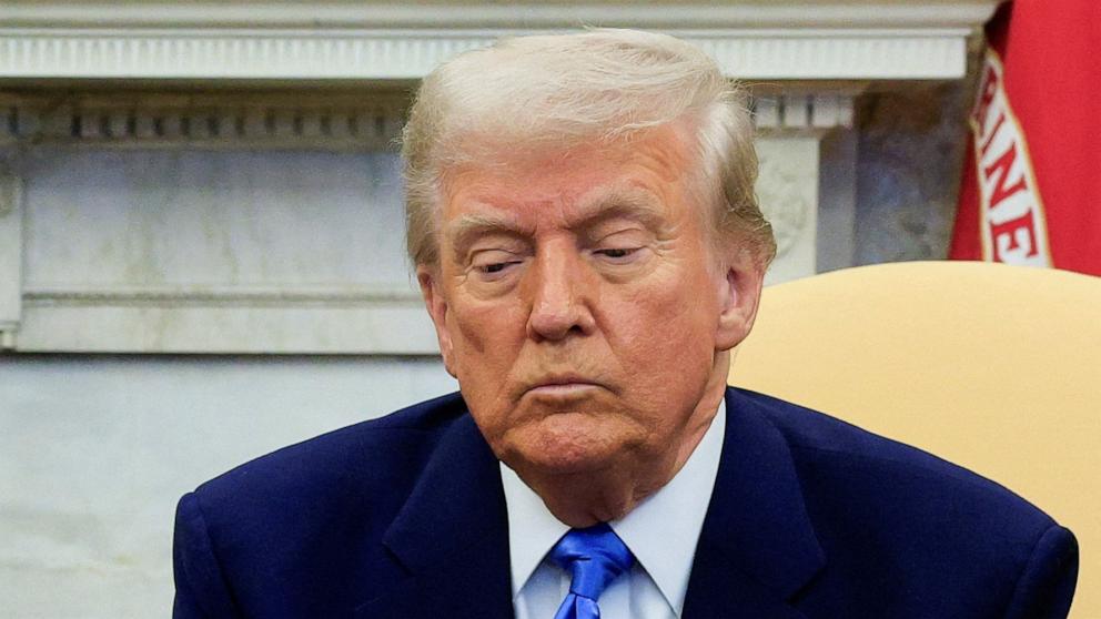 PHOTO: President Donald Trump meets with French President Emmanuel Macron at the White House in Washington, D.C., Feb. 24, 2025.
