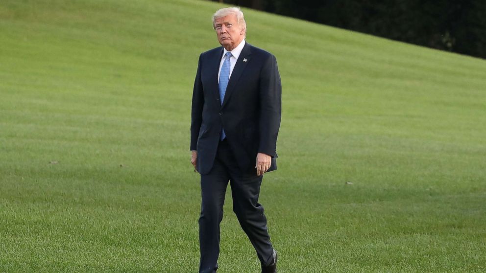 PHOTO: President Donald Trump walks toward the White House after arriving on Marine One in this Sept. 27, 2017 file photo in Washington.
