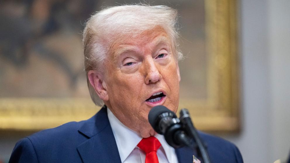 PHOTO: President Donald Trump speaks in the Roosevelt Room of the White House in Washington, DC, on March 3, 2025.