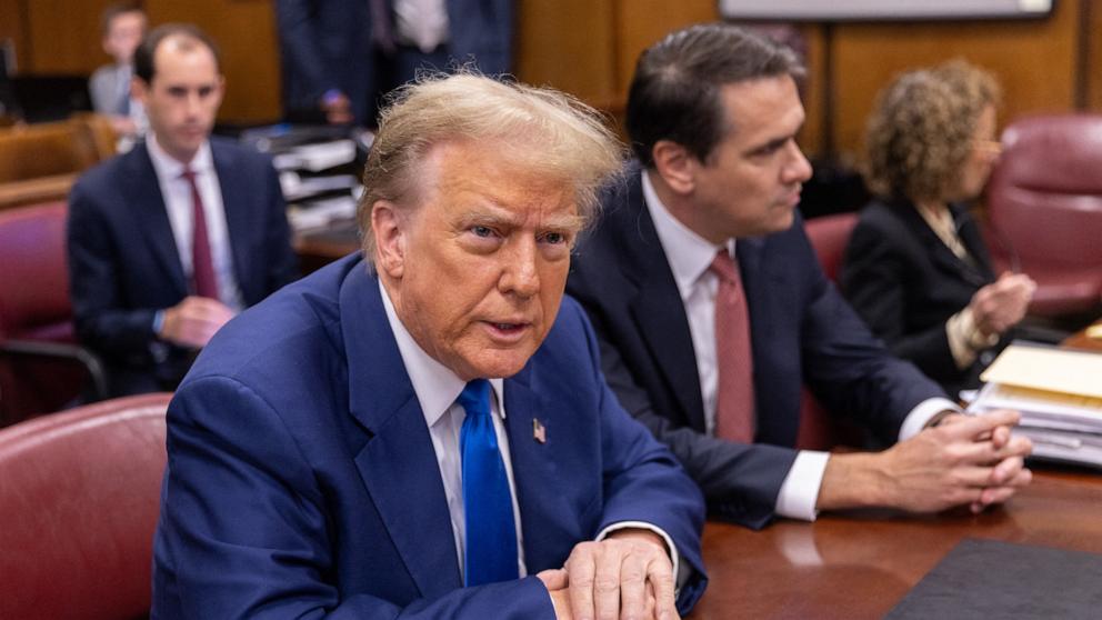 PHOTO: Former President Donald Trump attends his trial at Manhattan Criminal Court in New York City, on May 3, 2024.