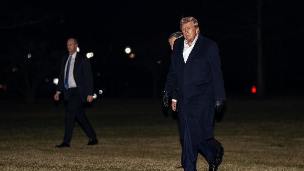 PHOTO: President Donald Trump disembarks from Marine One followed by his father-on-law, Victor Knavs on March 2, 2025 in Washington, DC.