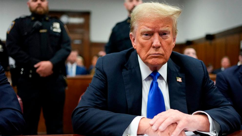 PHOTO: Former President and Republican presidential candidate Donald Trump attends his criminal trial at Manhattan Criminal Court in New York City, on May 30, 2024.