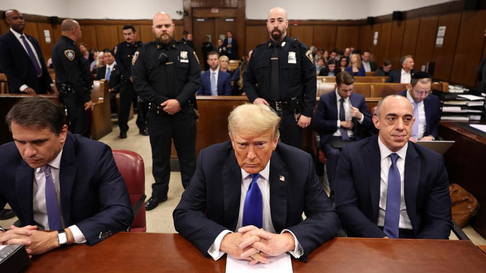 PHOTO:  Former President Donald Trump arrives for his criminal trial for allegedly covering up hush money payments at Manhattan Criminal Court on May 30, 2024 in New York City.