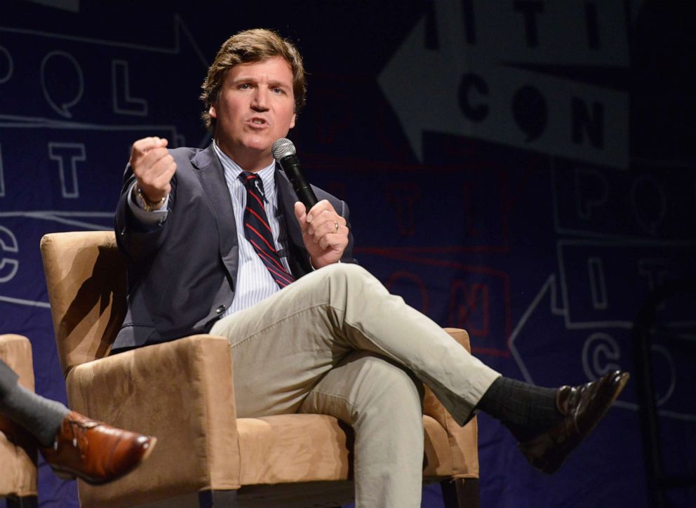 PHOTO: Political commentator Tucker Carlson speaks during Politicon 2018 at Los Angeles Convention Center on Oct. 21, 2018 in Los Angeles.