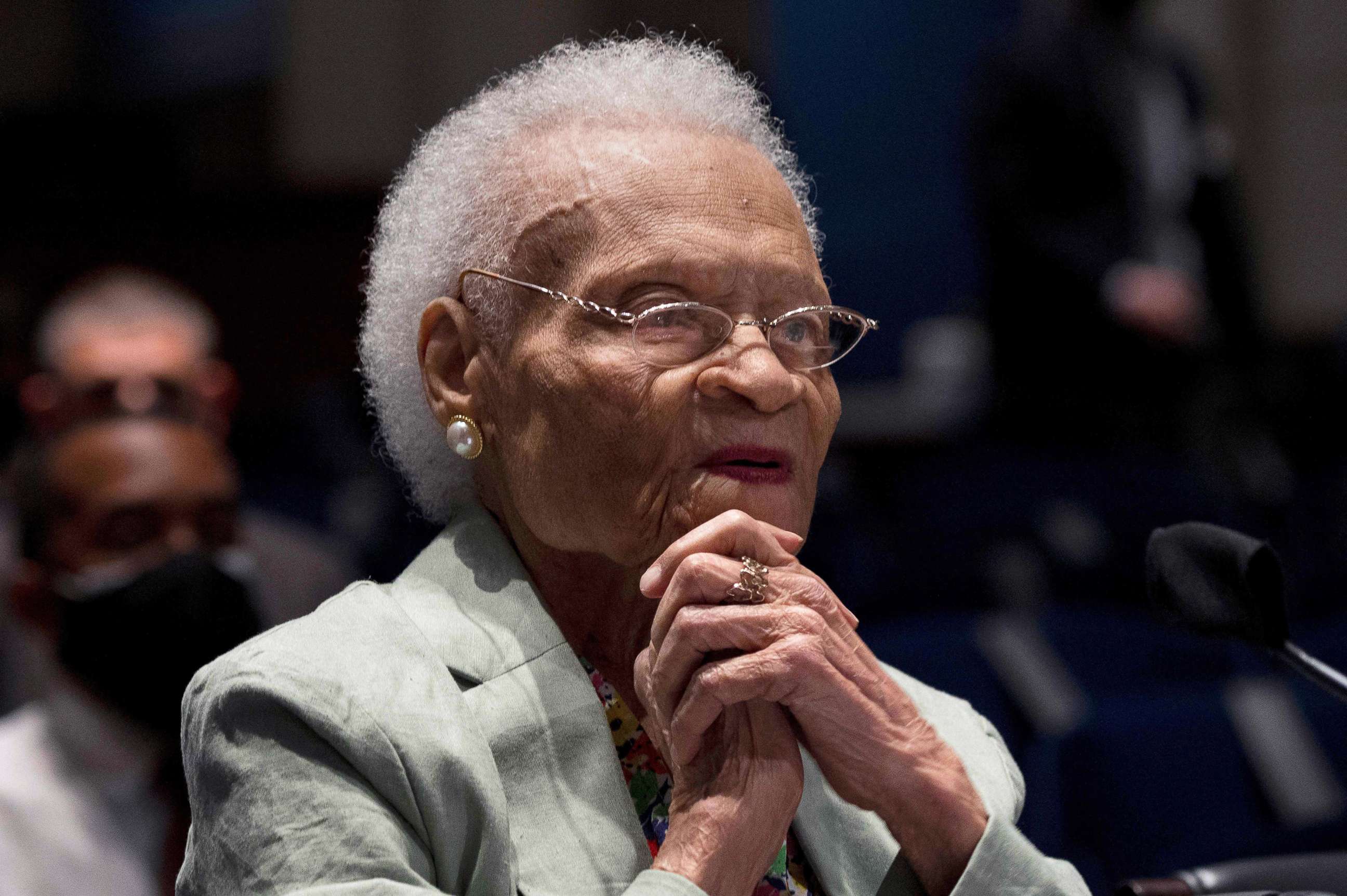 PHOTO: Viola Fletcher, the oldest living survivor of the Tulsa Race Massacre, testifies before during a hearing on "Continuing Injustice: The Centennial of the Tulsa-Greenwood Race Massacre" in Washington, D.C., May 19, 2021.