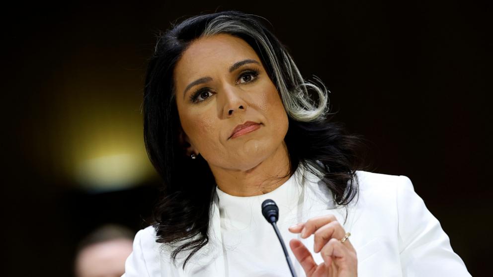 PHOTO: In this Jan. 30, 2025, file photo, Tulsi Gabbard, President Donald Trump's nominee to be Director of National Intelligence, testifies before the Senate Intelligence Committee in the Dirksen Senate Office Building, in Washington, D.C.