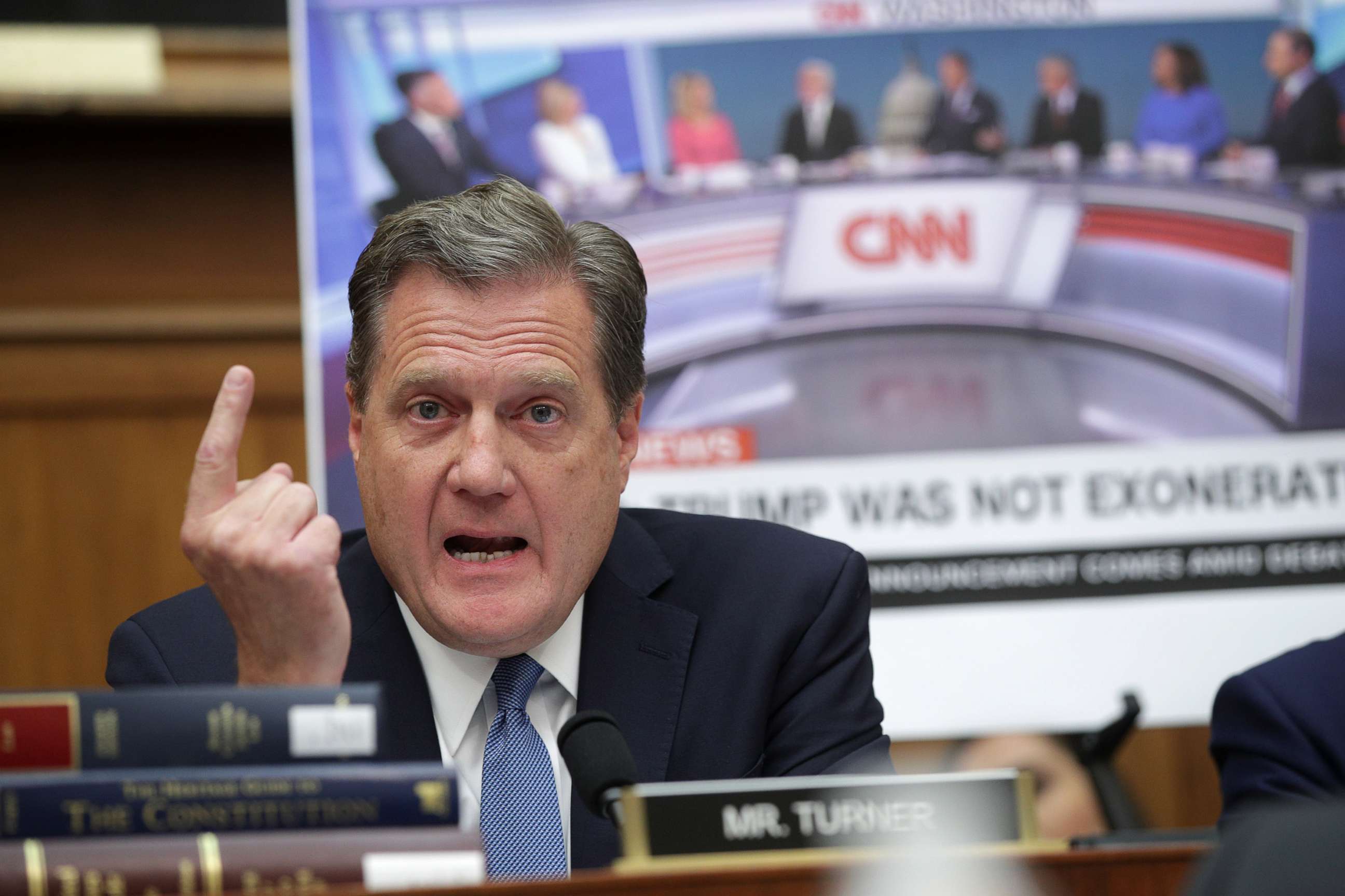 PHOTO: Rep. Mike Turner questions former Special Counsel Robert Mueller as Mueller appears before the House Intelligence Committee about his report on Russian interference in the 2016 presidential election, July 24, 2019, in Washington, D.C.