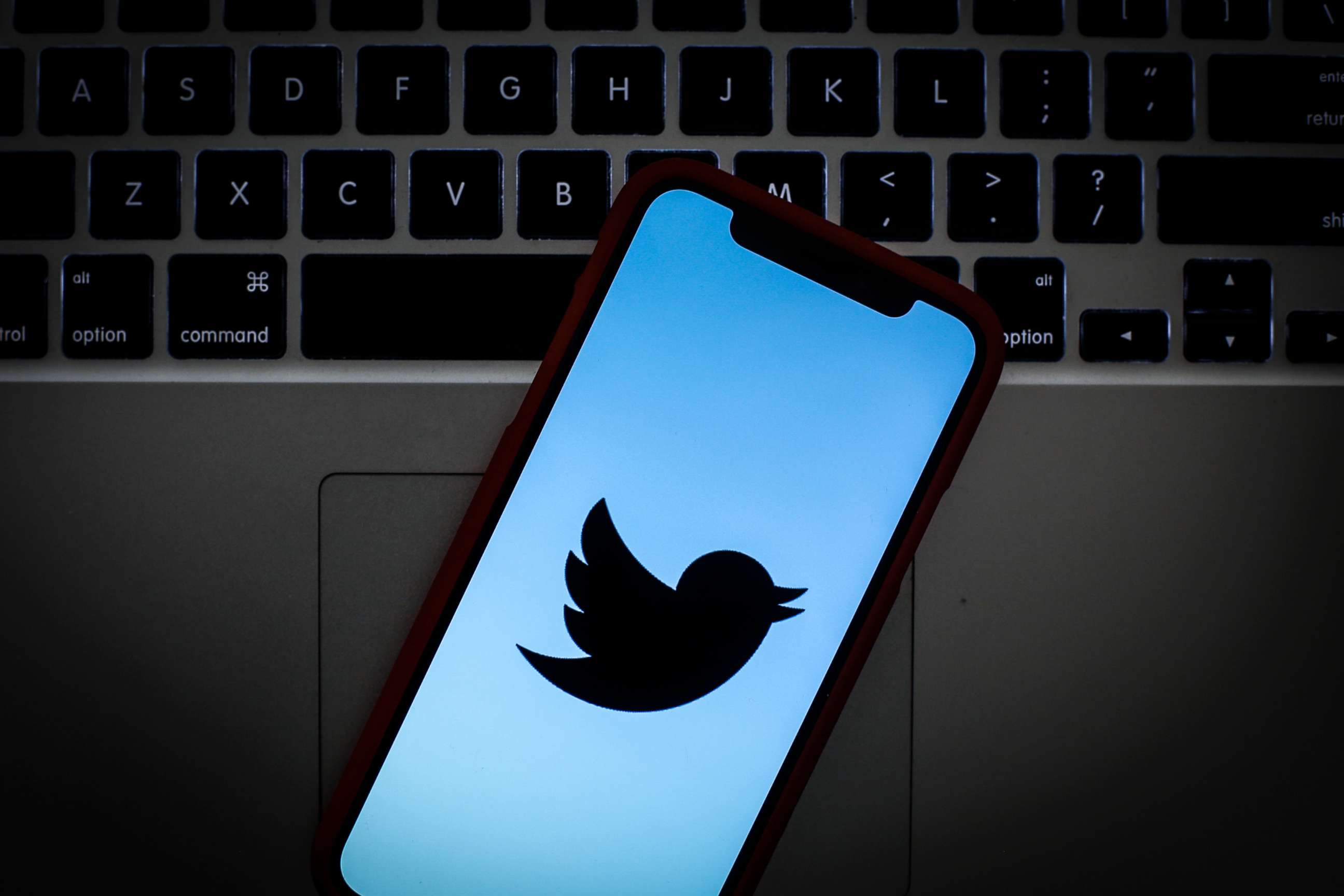 PHOTO: The Twitter logo is seen on a mobile phone.