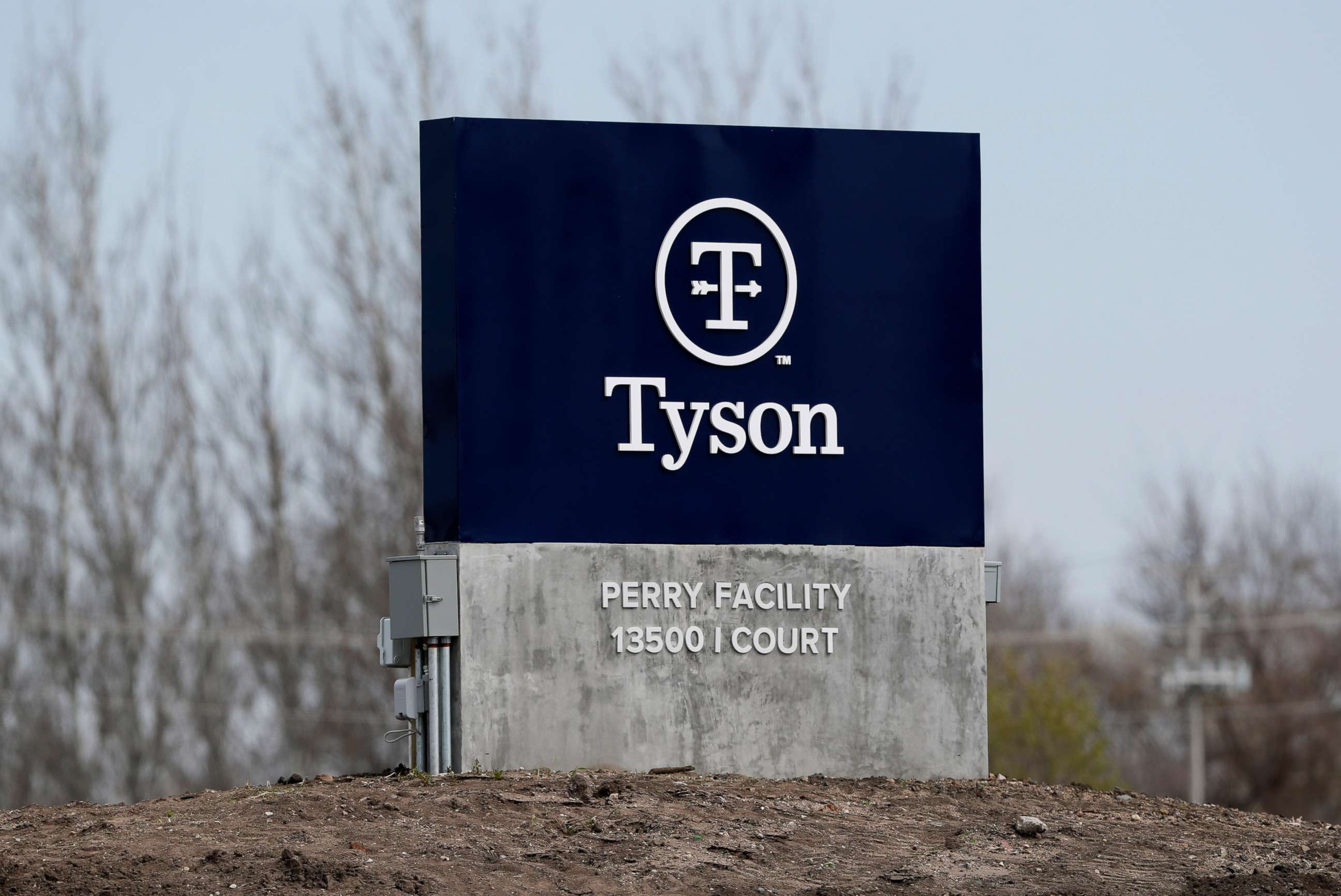 PHOTO: The Tyson Foods pork plant is seen, April 22, 2020, in Perry, Iowa.