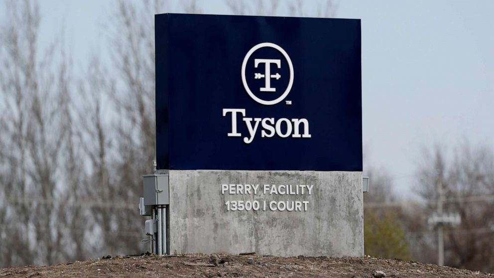 PHOTO: The Tyson Foods pork plant is seen, April 22, 2020, in Perry, Iowa.