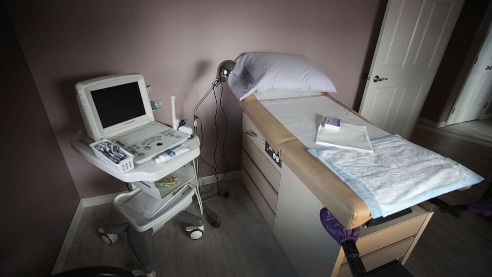PHOTO: An ultrasound machine sits next to an exam table at Whole Woman's Health of South Bend on June 19, 2019 in South Bend, Indiana.