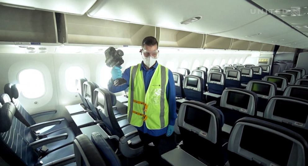 PHOTO: United says it will also use electrostatic sprayers every seven days to refresh and fortify the protective layer from the NovaRover.