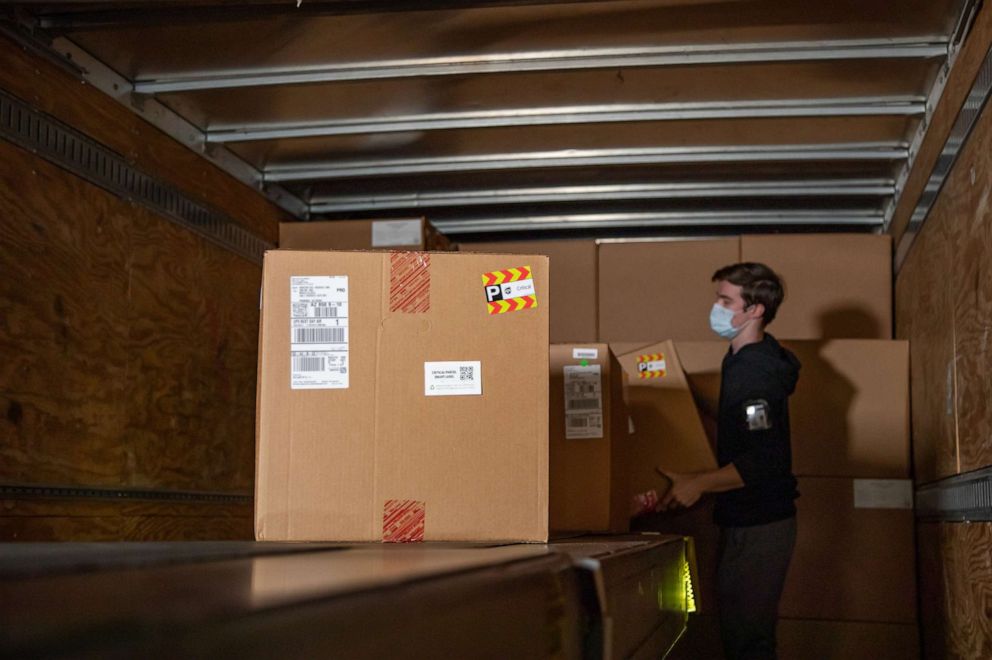 PHOTO: Vaccine kits are being shipped today by UPS in Louisville and around the U.S., Dec. 10, 2020.