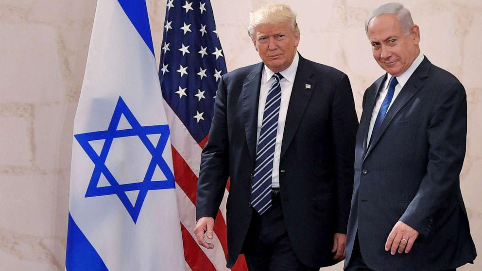 PHOTO: President Donald Trump and Prime Minister Benjamin Netanyahu arrive at the Israel Museum to speak in Jerusalem, May 23, 2017.