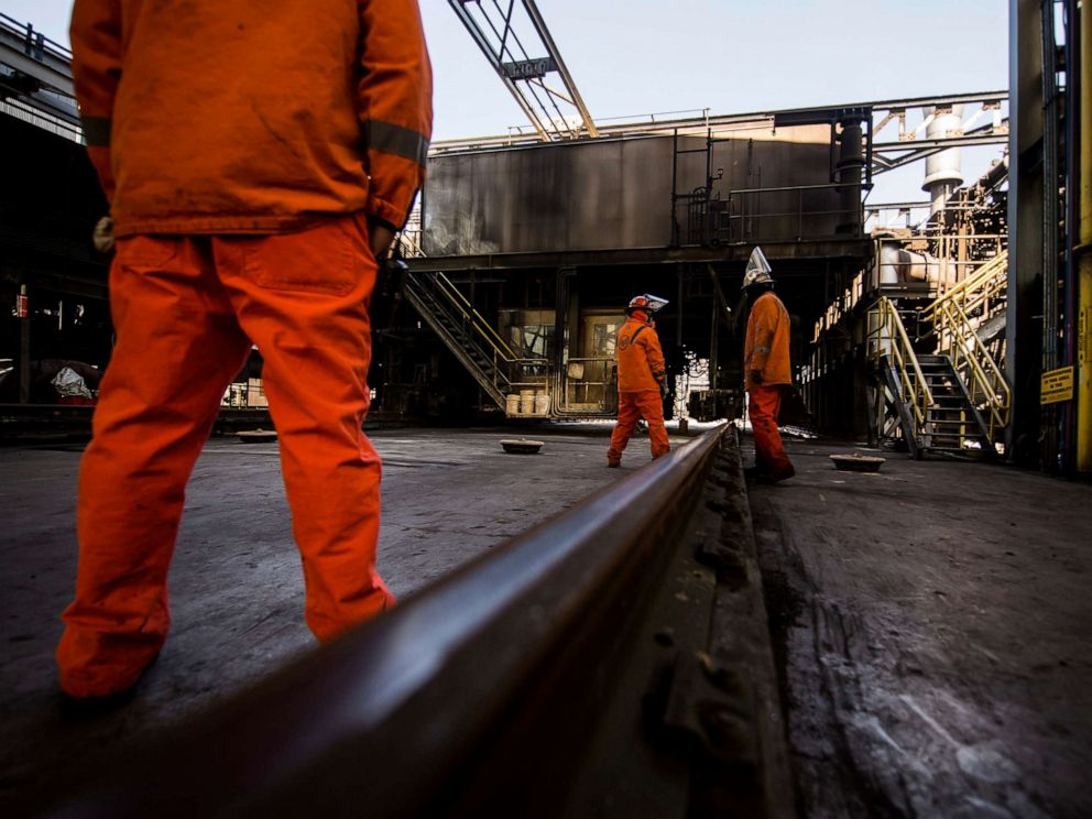 PHOTO: U.S. Steel employees work inside of the Clairton Coke Works facility in Clairton, Pa., on Tuesday, May 7, 2019.