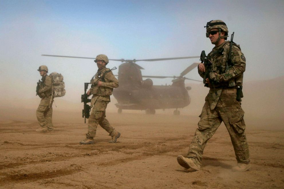PHOTO: U.S. soldiers patrol west of Kabul, Afghanistan, Jan. 28, 2012.