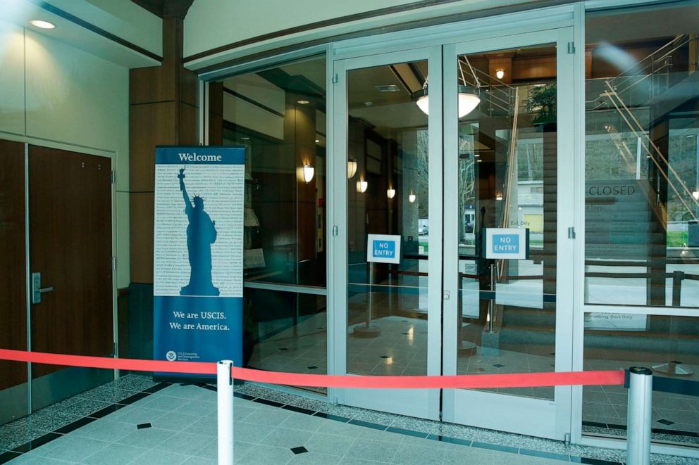 PHOTO: A photo shows a closed Department of Homeland Security (DHS) building and US Citizenship and Immigration Services (USCIS) field office, after an employee may have been infected with the novel coronavirus in Tukwila, Wash., March 3, 2020.