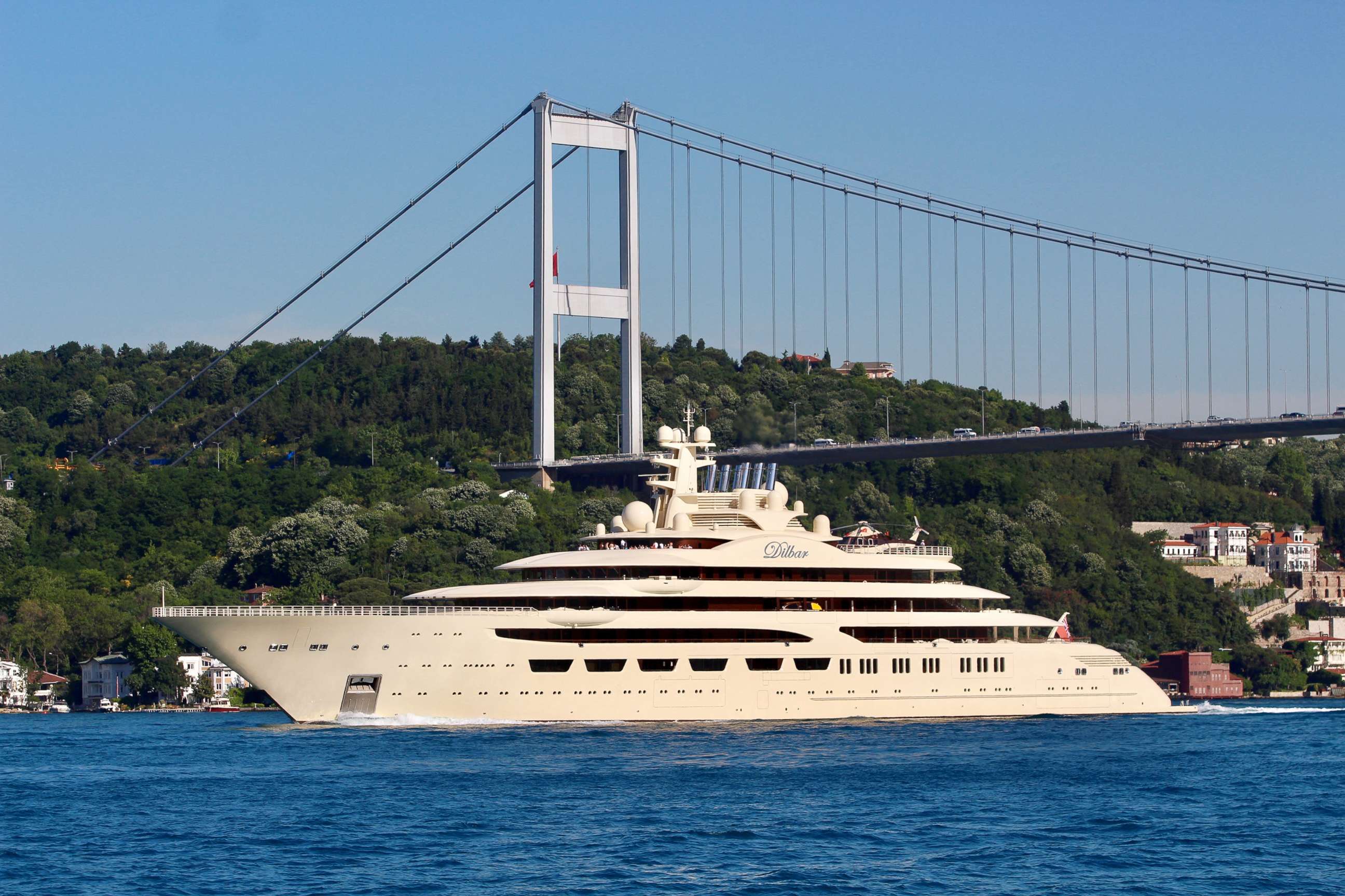 PHOTO: The Dilbar, a luxury yacht owned by Russian billionaire Alisher Usmanov, sails in the Bosphorus in Istanbul, Turkey, May 29, 2019.