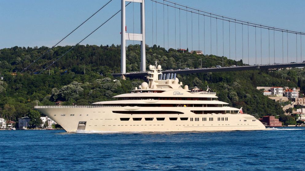 PHOTO: The Dilbar, a luxury yacht owned by Russian billionaire Alisher Usmanov, sails in the Bosphorus in Istanbul, Turkey, May 29, 2019.