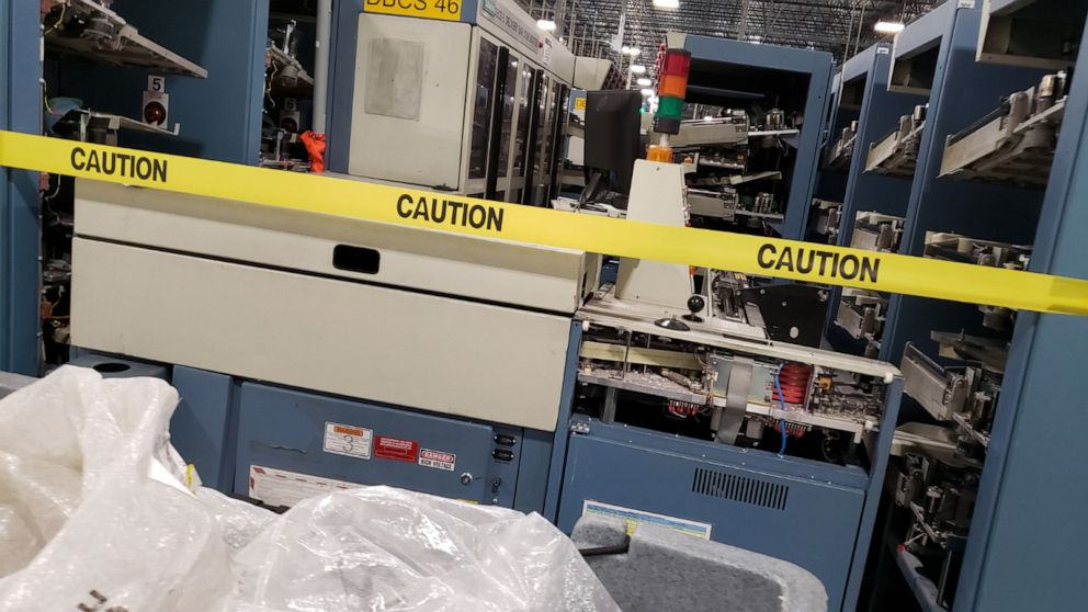 PHOTO: Photos appear to show mail sorting machines in parts and unused in a Portland, Ore., postal facility.