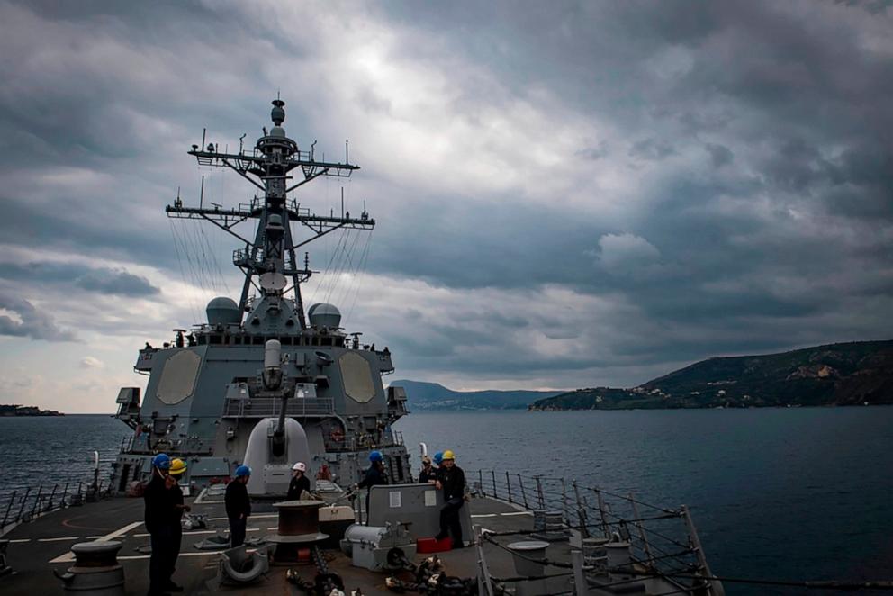 PHOTO: The USS Carney sails in the Mediterranean Sea, Nov. 12, 2018.