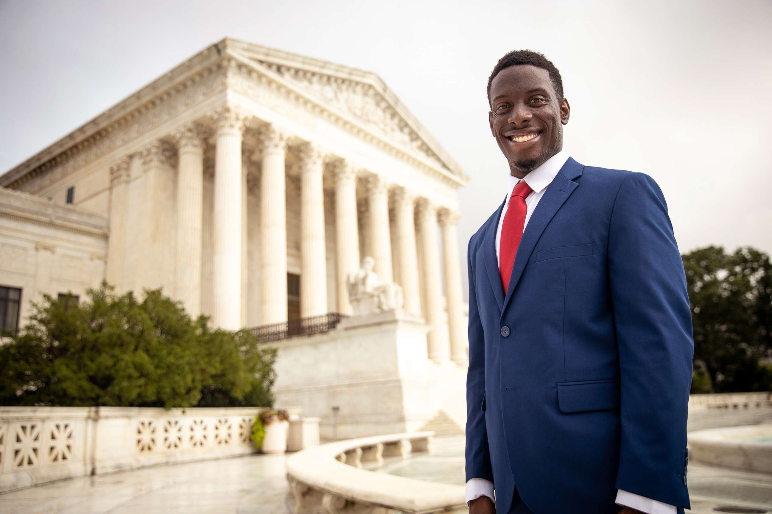 PHOTO: Former Georgia Gwinnett College student Chike Uzuegbunam outside the U.S. Supreme Court in Washington, D.C., in January 2021. 