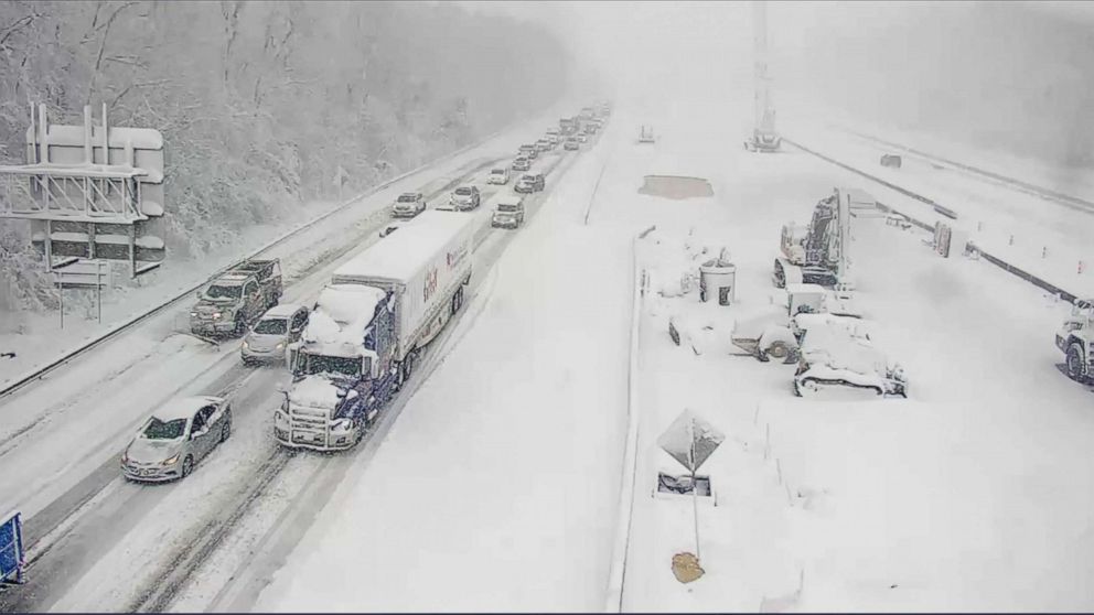 Virginia senator among hundreds trapped overnight in snowstorm traffic jam