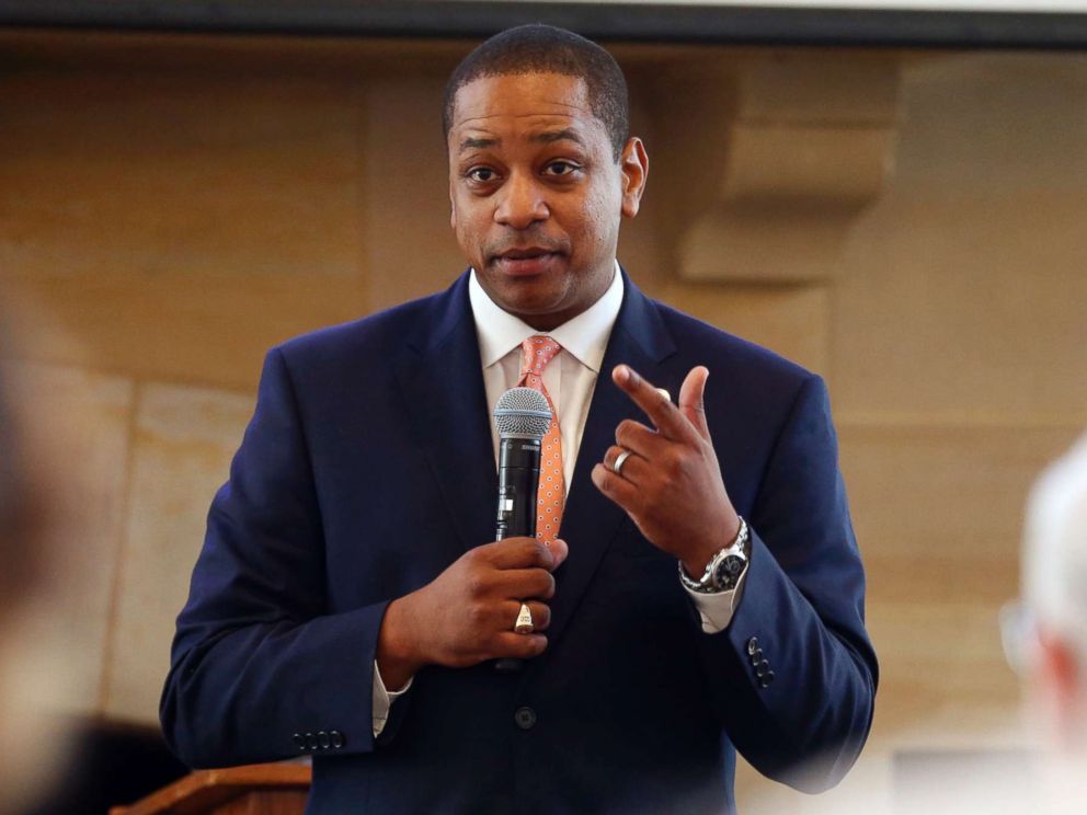 PHOTO: Virginia Lt. Gov. Justin Fairfax gestures during remarks before a meeting in Richmond, Va., Sept. 25, 2018.