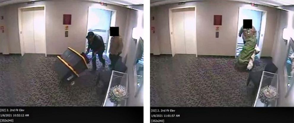 PHOTO: In a new court filing, prosecutors say these photos show Oath Keepers member Edward Vallejo carting away weapons, ammunition and essential supplies to last 30 days in the QRF hotel in Virginia.