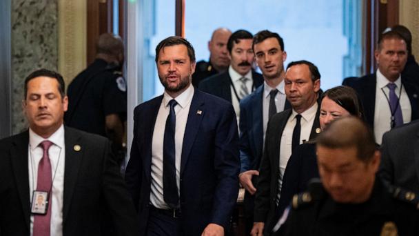 JD Vance arrives during a vote-a-rama at the U.S. Capitol, on July 1, 2025 in Washington, DC.