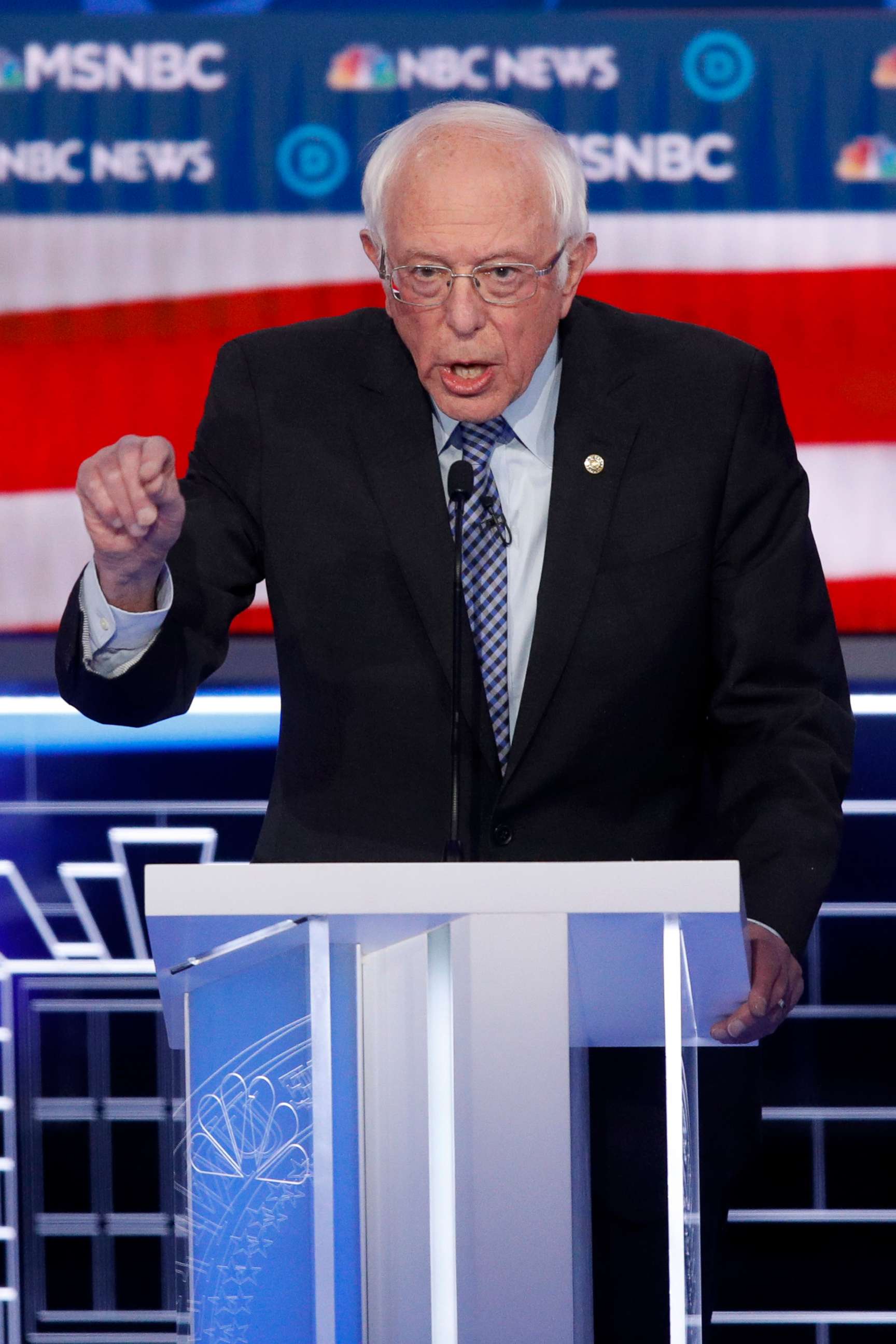 PHOTO: Democratic presidential candidate Sen. Bernie Sanders, I-Vt., speaks during a Democratic presidential primary debate, Feb. 19, 2020, in Las Vegas.