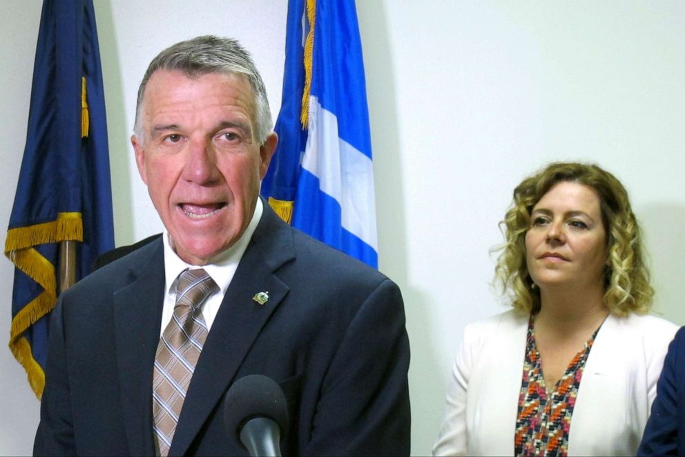 PHOTO: Vermont Gov. Phil Scott speaks at a news conference on Thursday, Sept. 26, 2019, in Essex Junction, Vt., where he said he supported an impeachment inquiry into the actions of President Donald Trump.