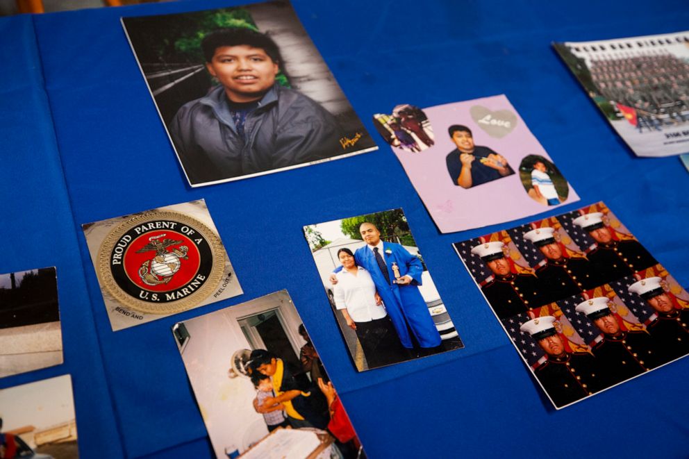 PHOTO: Photos of Jilmar Ramos-Gomez are laid out on a table at a press conference held by American Civil Liberties Union of Michigan and Loevy & Loevy civil rights attorneys about the December 2018 unlawful detainment of Jilmar Ramos-Gomez.