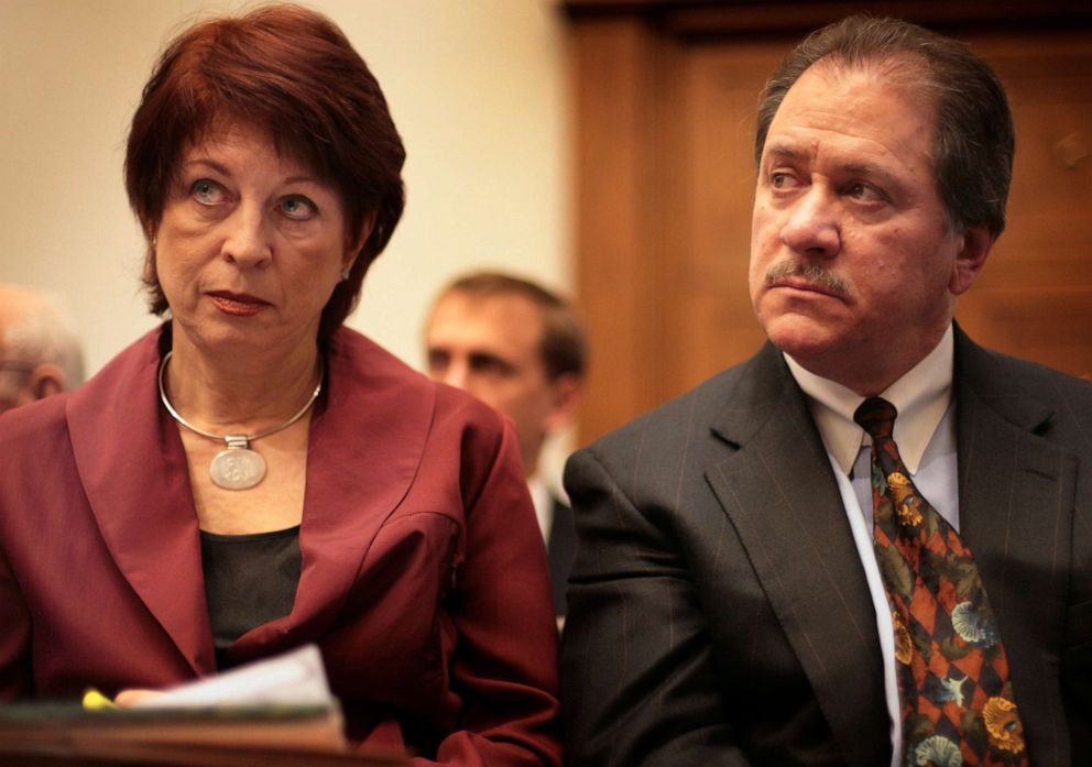 PHOTO: Victoria Toensing, left, and Joe diGenova listen to testimony before the House Oversight and Government Reform Committee on Capitol Hill on March 16, 2007.