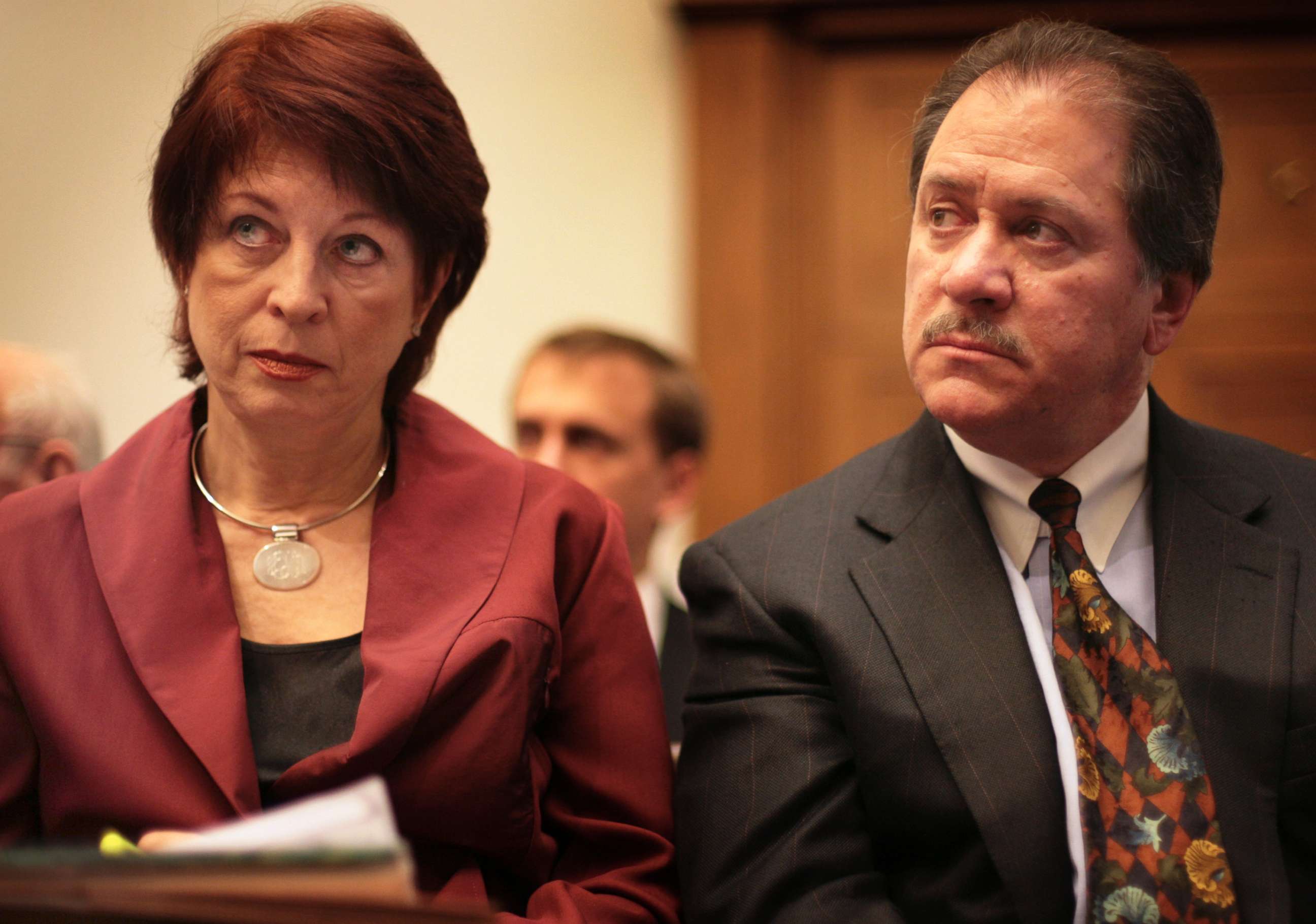 PHOTO: Victoria Toensing, left, and Joe diGenova listen as former CIA agent Valerie Plame Wilson testifies before the House Oversight and Government Reform Committee on Capitol Hill, March 16, 2007 in Washington, D.C.