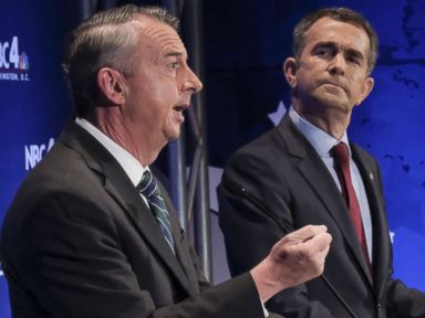 PHOTO: In this Sept. 19, 2017, file photo, Gubernatorial candidates Republican Ed Gillespie, left, and Democrat Lt. Gov. Ralph Northam debate in McLean, Va.