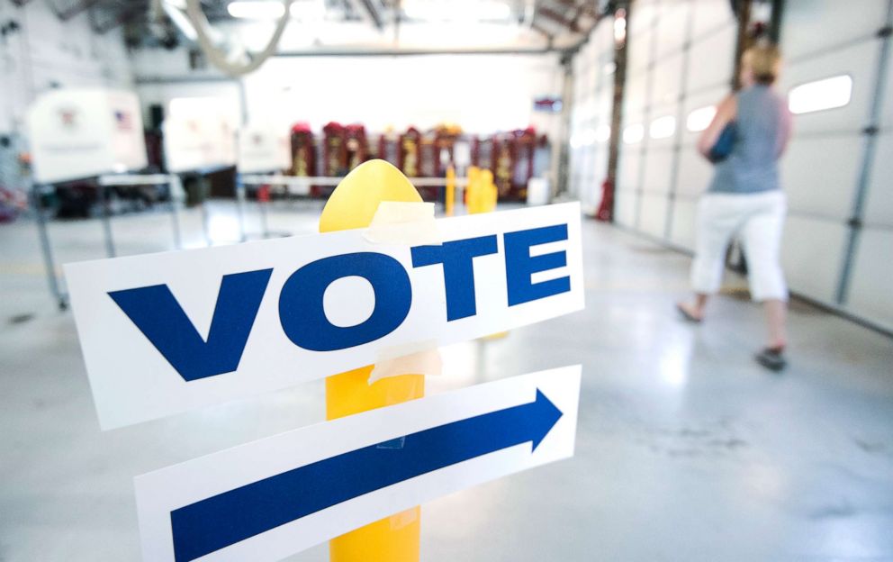 PHOTO: A voter arrives at the Philomont, Va., fire station in Virginia's 10th Congressional district on primary election day in Virginia on June 12, 2018.