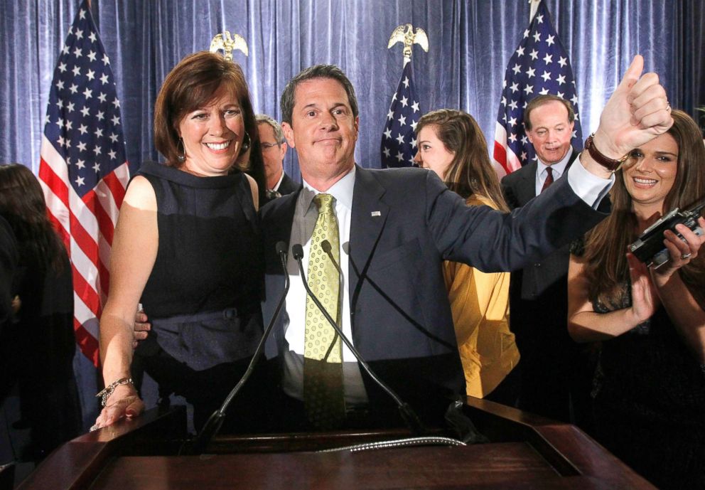 PHOTO: Sen. David Vitter, R-La., right, gives a thumbs up with his wife, Wendy, at an election night party in Kenner, La., Nov. 2, 2010, after defeating Rep. Charlie Melancon, D-La., for a second term in office. 