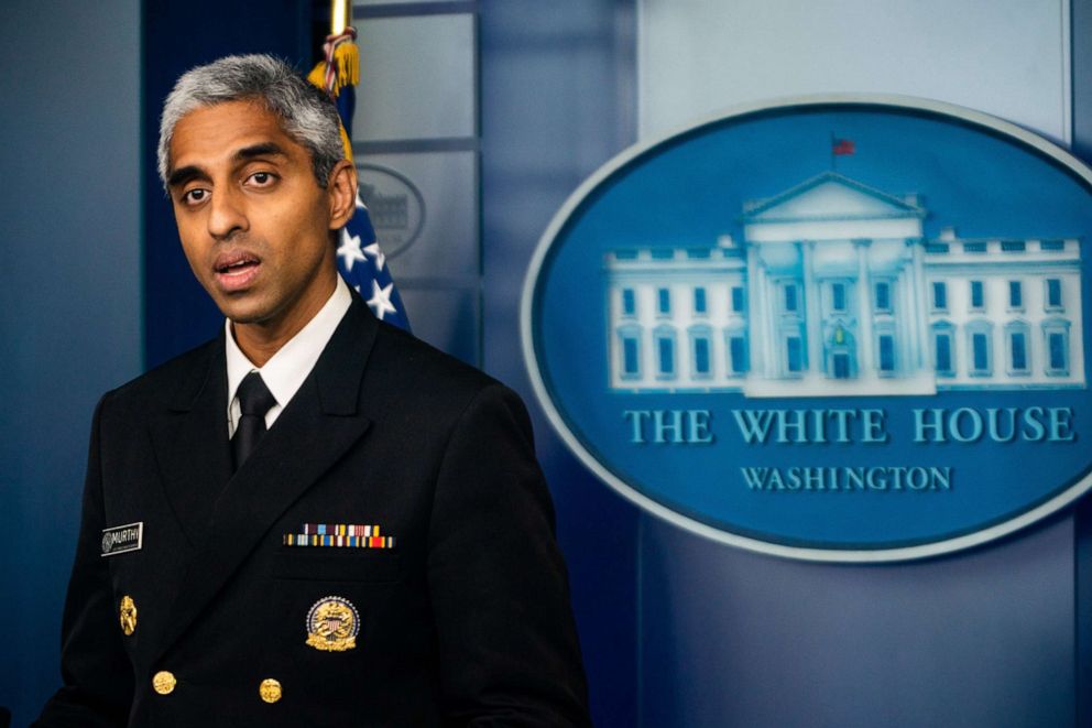 PHOTO: Surgeon General Vivek Murthy during the daily press briefing in the James Brady Room at the White House, July 15, 2021.