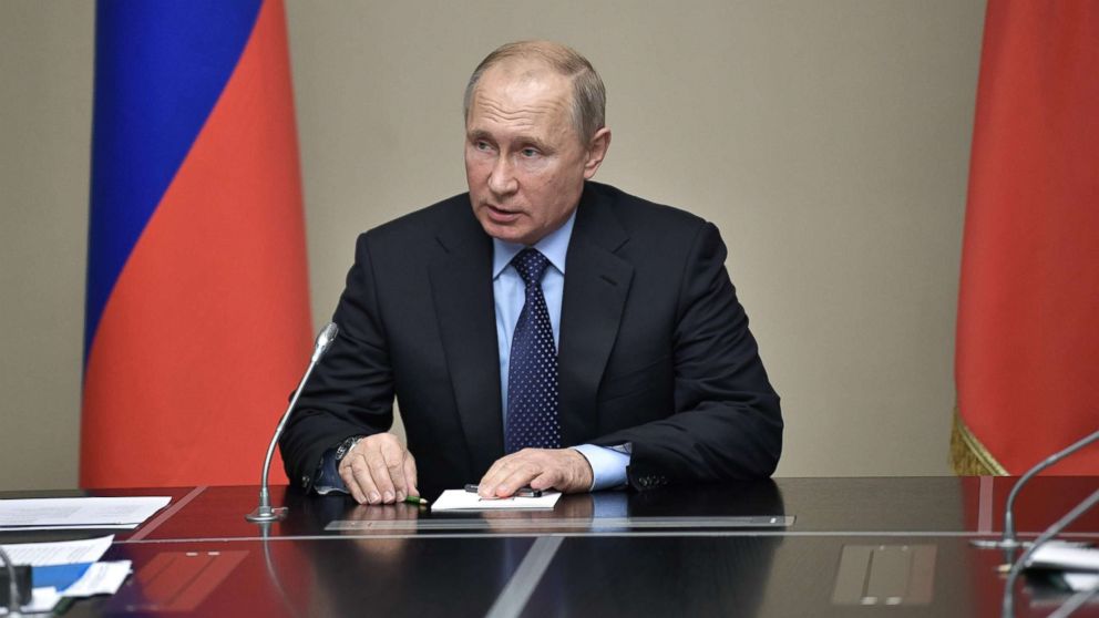 Russian President Vladimir Putin speaks as he holds a meeting with permanent members of the Security Council of the Russian Federation in his residence of Novo-Ogarevo outside Moscow, June 21, 2018.