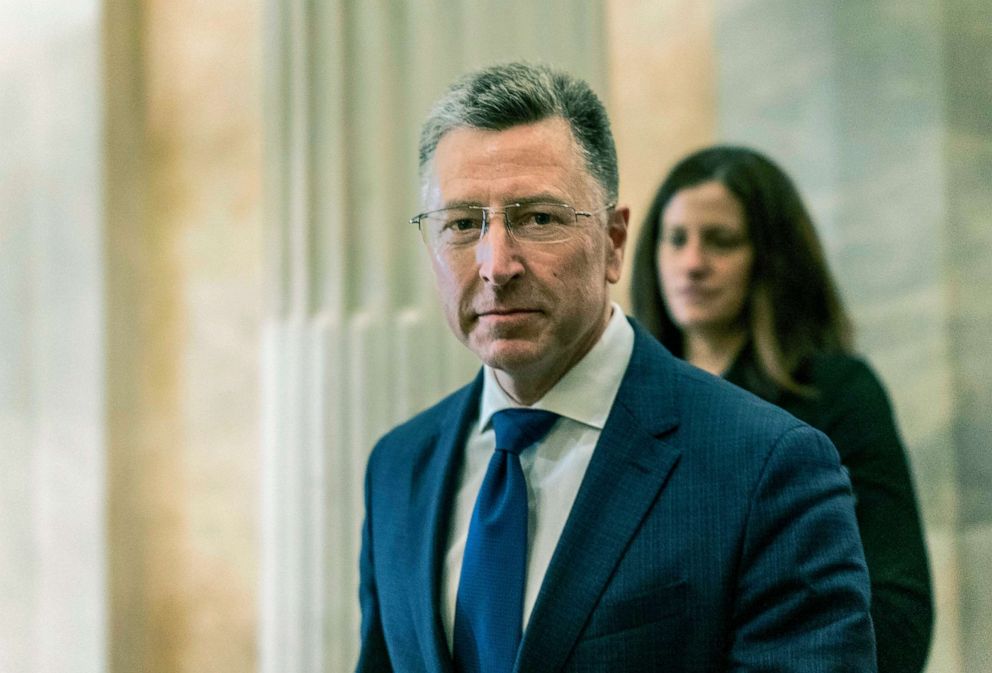 PHOTO: After an all-day deposition behind closed doors with the House Intelligence Committee, former United States envoy to the Ukraine Kurt Volker departs the Capitol, Oct. 3, 2019.