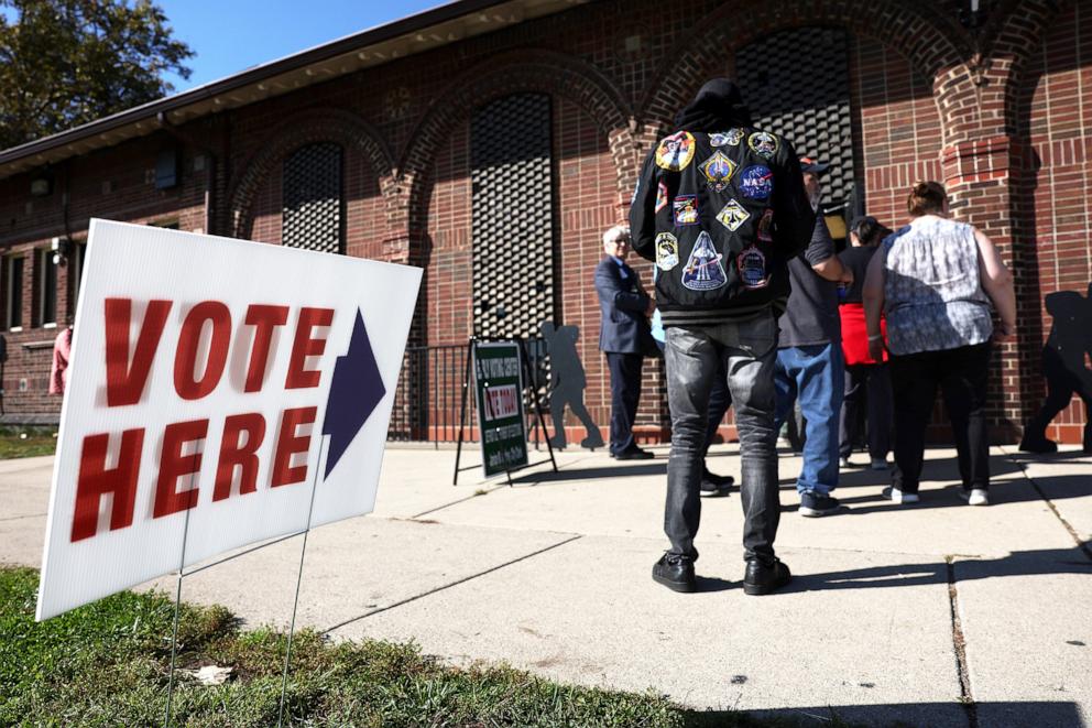PHOTO: Residents vote in early voting at a park building in Detroit on Oct. 19, 2024, in Detroit, Michigan.