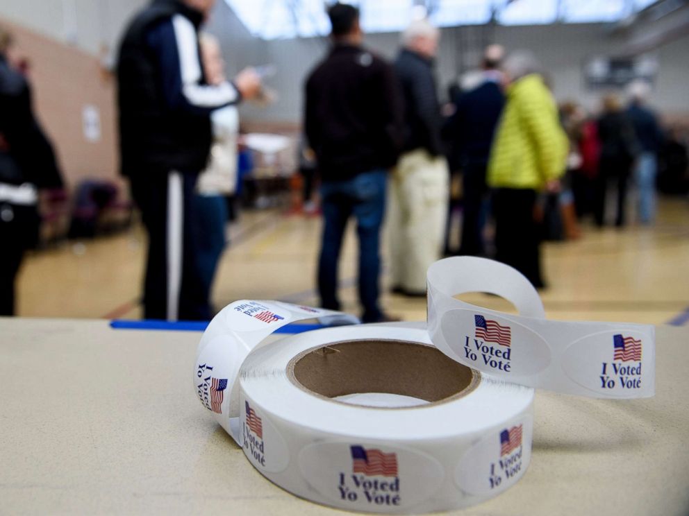 PHOTO: People wait in line during early voting at a community center, Oct. 25, 2018, in Potomac, Md., two weeks ahead of the key US midterm polls.