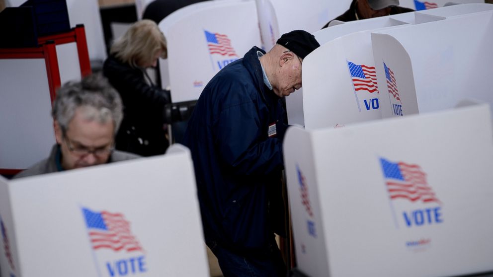 PHOTO: People cast their ballots during early voting at a community center, Oct. 25, 2018, in Potomac, Md., two weeks ahead of the key US midterm polls. 