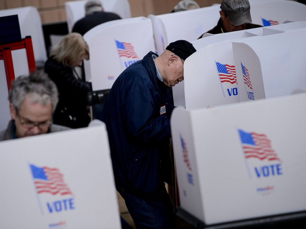 PHOTO: People cast their ballots during early voting at a community center, Oct. 25, 2018, in Potomac, Md., two weeks ahead of the key US midterm polls.