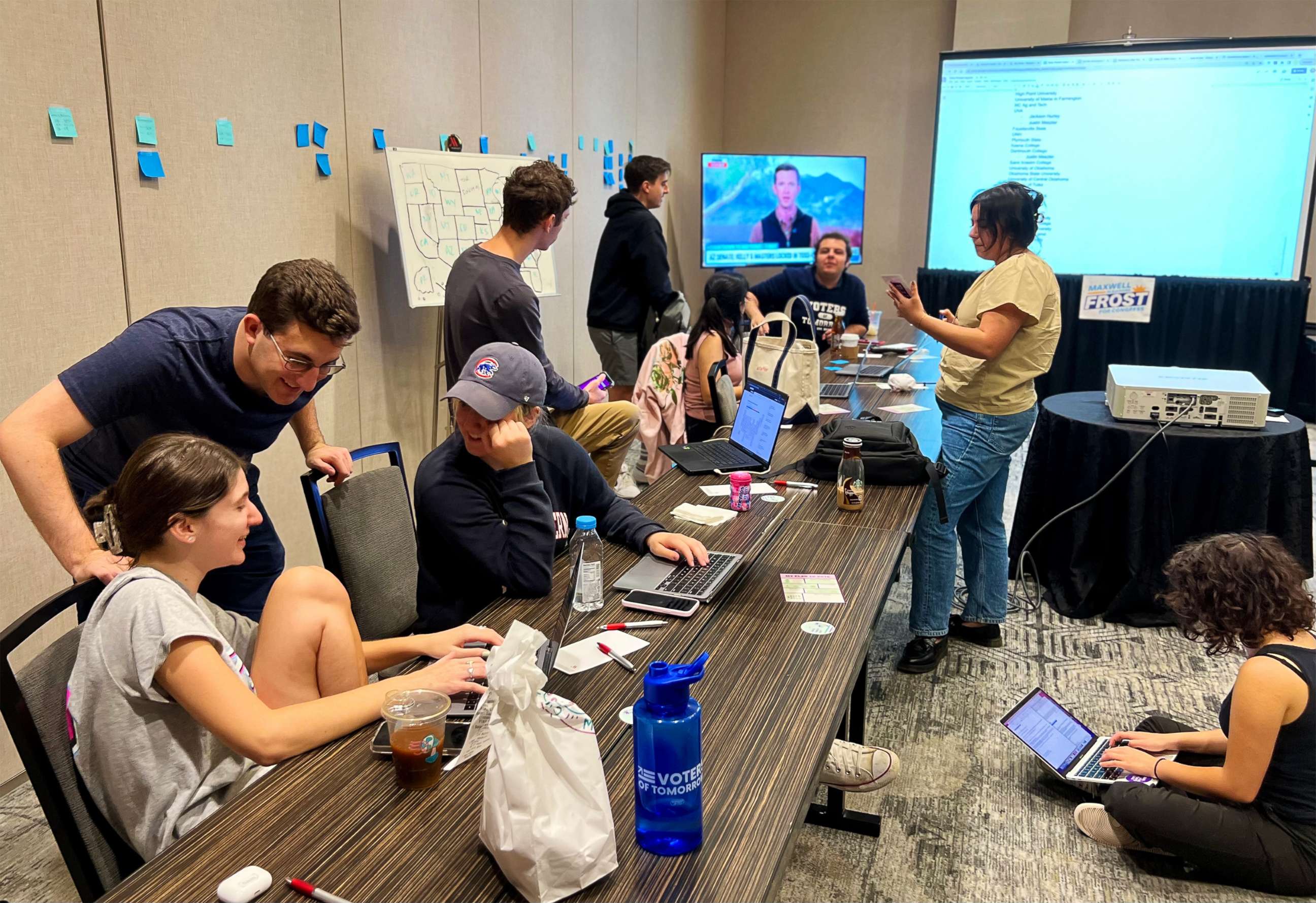 PHOTO: Youth leaders of Voters of Tomorrow huddle in their "war room" in Washington, D.C., ahead of the midterms.