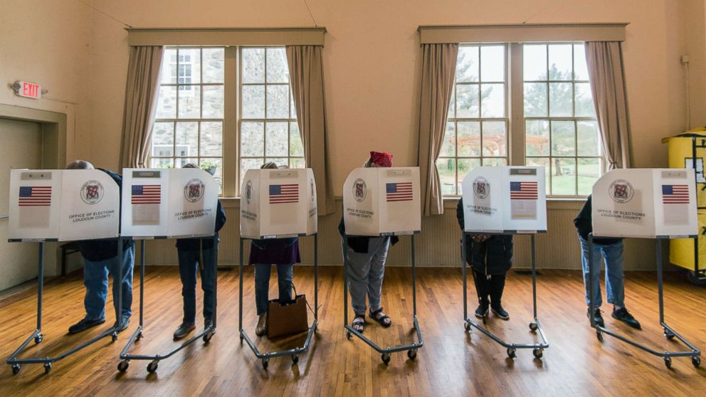 Voters fill out their ballots in Hillsboro, Va., on Election Day, Nov. 6, 2018.